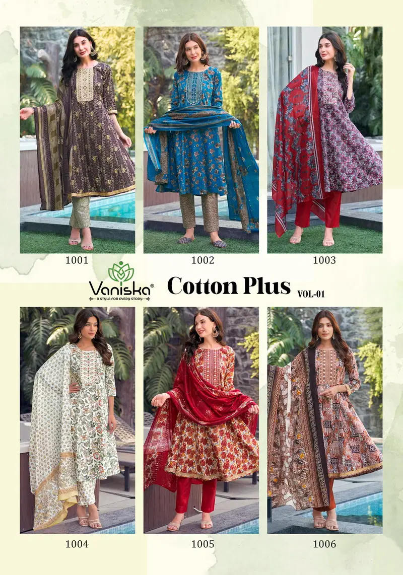 Cotton Plus Vol 1 By Vaniska Cambric Cotton Kurti With Bottom Dupatta Wholesale Shop In Surat
